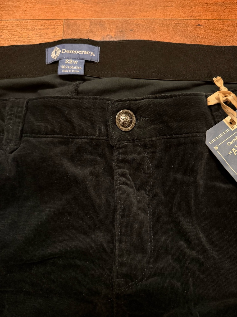 NWT Democracy Absolution Passion Straight Leg Black Corduroy Pants 22W - Picture 3 of 4